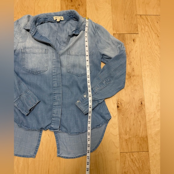 CLOTH‎ & STONE | Denim Chambray Roll Cuff Button Down Shirt | Small - Picture 5 of 8